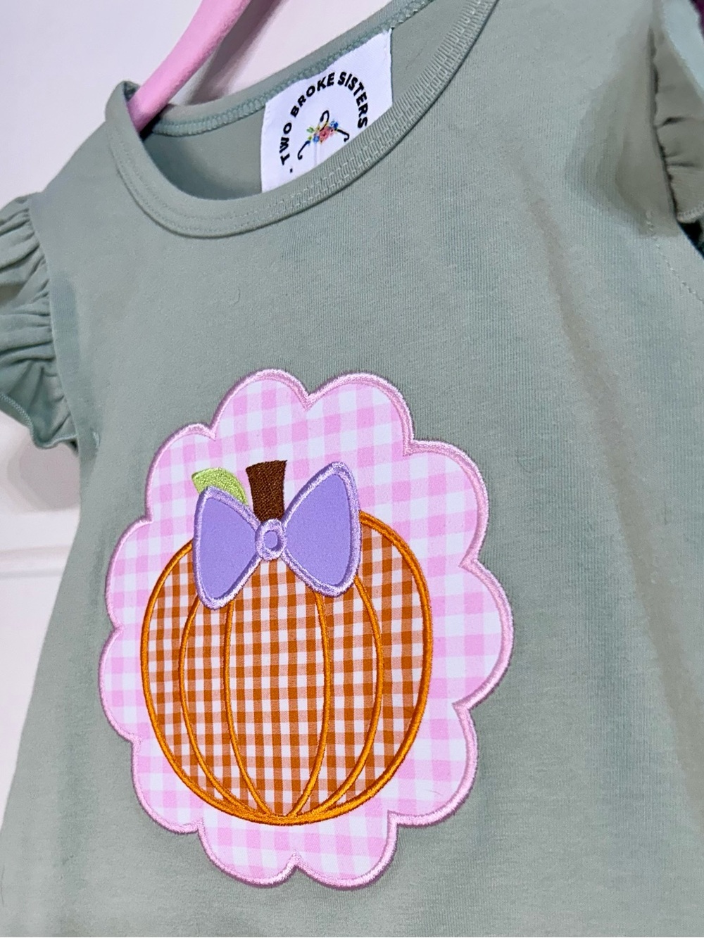 Girls' Sage Pumpkin Applique Costume Dress - Pink & Orange